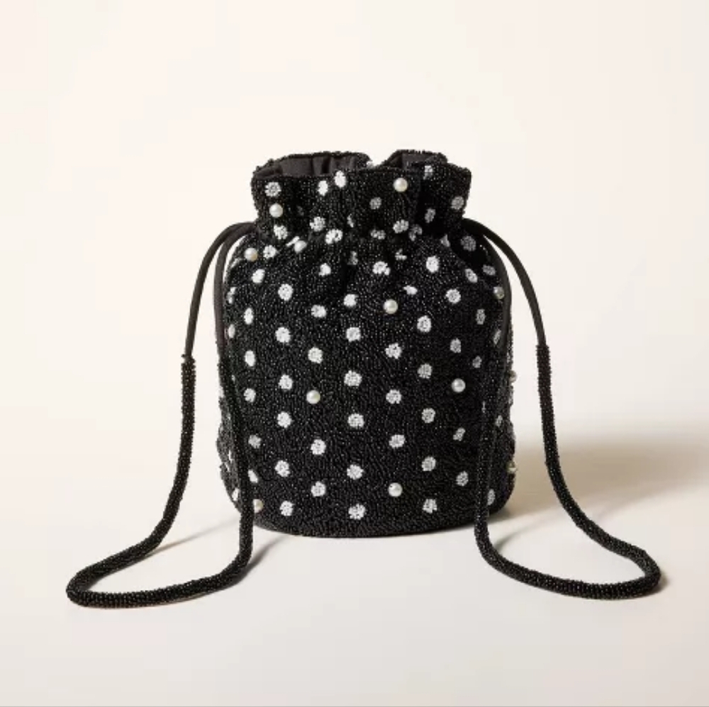 Kate Spade Beaded Polka Dot Drawstring Bucket Bag NWT
